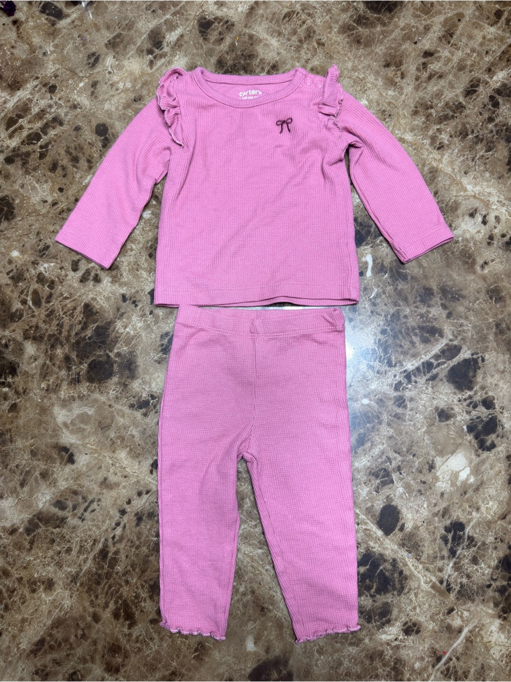 Carter's Baby Pink Ruffle Long Sleeve Set